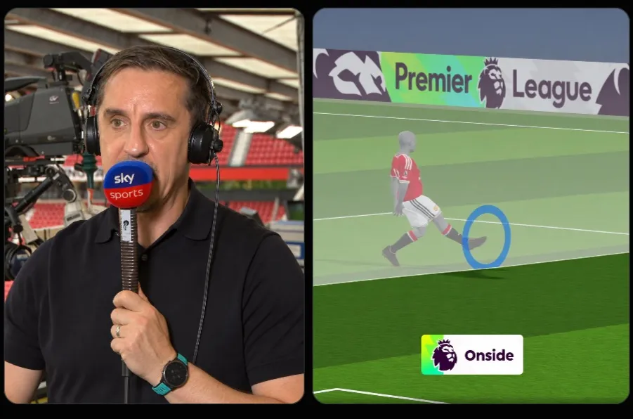 Gary Neville për golin e diskutueshëm   të Erling Haaland  dhe mos shfaqjes më të vijave të pozicionit të parregullt: