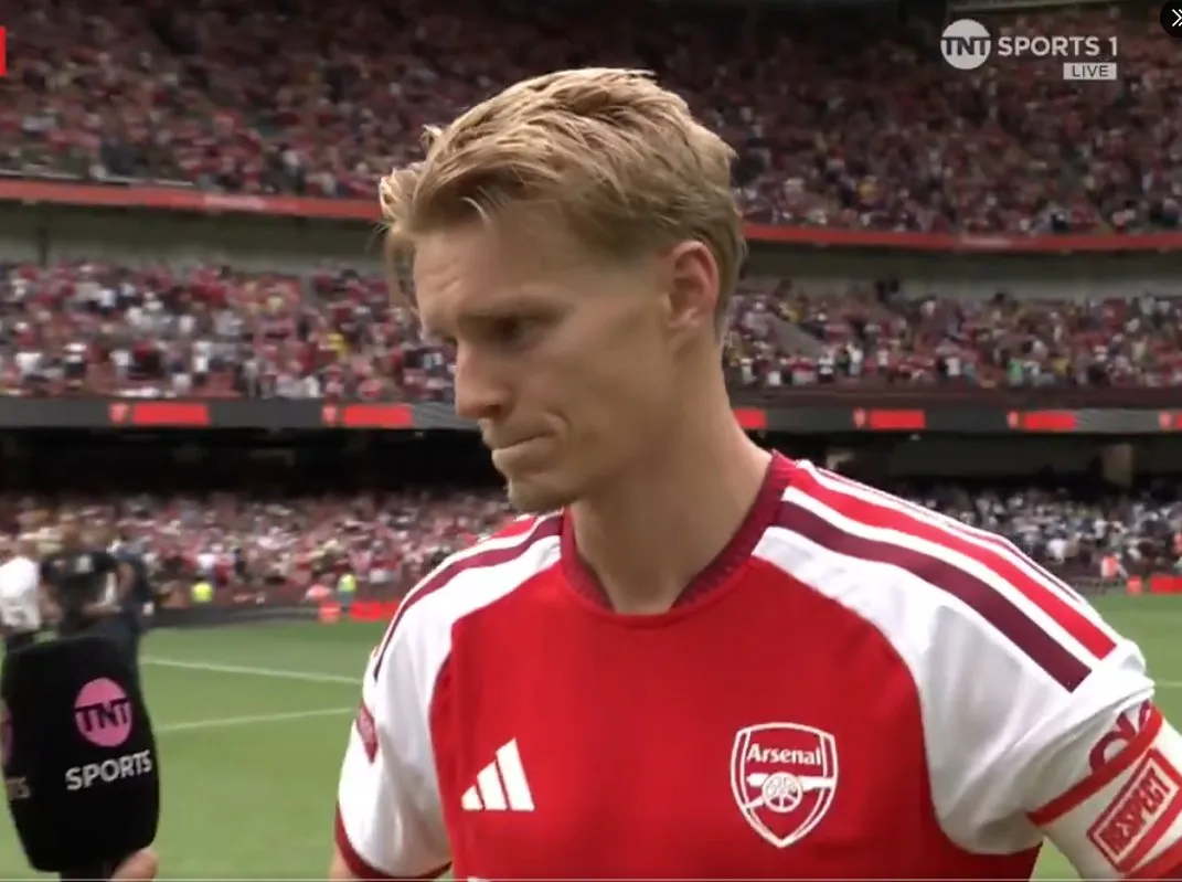 Martin Odegaard pas ndeshjes për fitoren në FA Community Shield ndaj Manchester City.